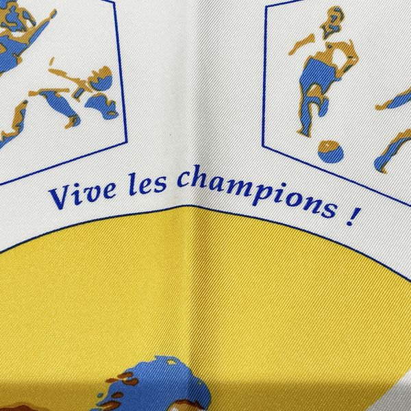 HERMES Kale90 Vive les Champions! Viva Champion 足球围巾丝绸女式 20230831