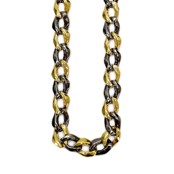 YVES SAINT LAURENT (Rare) Vintage Bicolor Chain Necklace GP/Metal Ladies 20230513