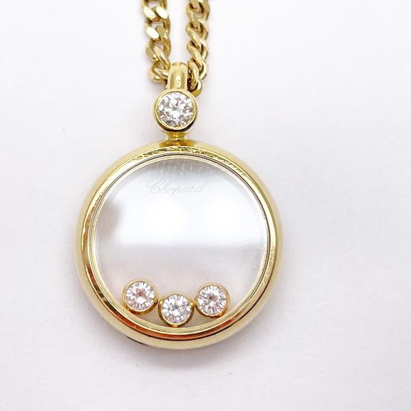 Chopard Happy Diamond 3P Moving Diamond Necklace K18 Yellow Gold Women's 20230524