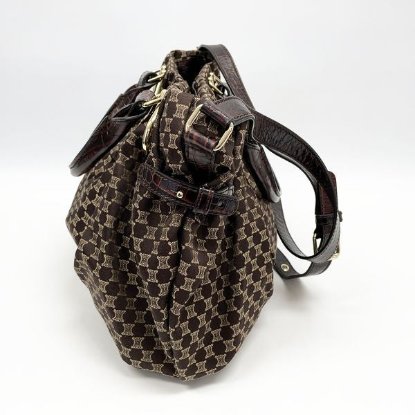 CELINE Macadam Pillow Small 2WAY Embossed Handbag Canvas/Leather Women's 20230605