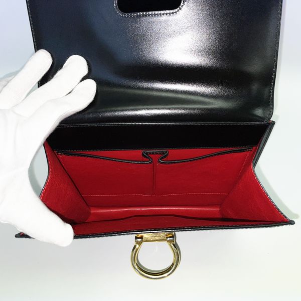 CELINE Logo Hardware Double Flap Top Handle Vintage Handbag Leather Women's 20230602