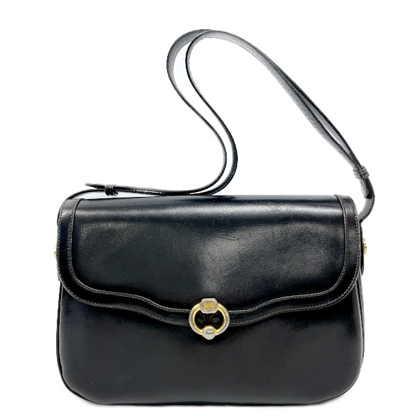 GUCCI Interlocking G Vintage Shoulder Bag Leather Women's 20230726