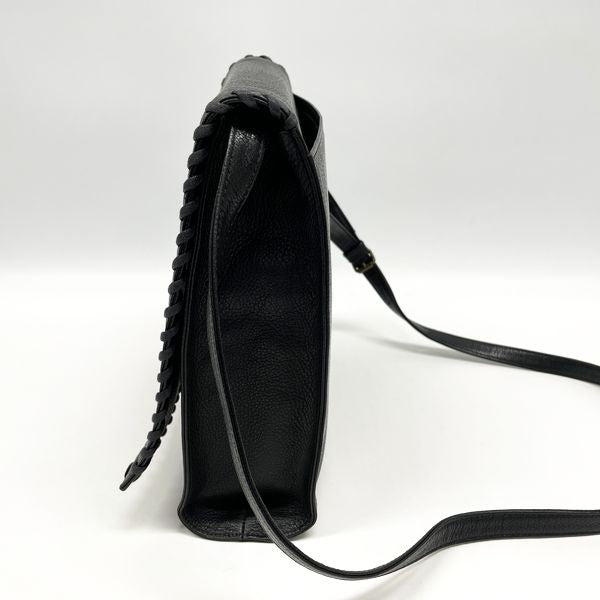 YVES SAINT LAURENT Stitch Braided Square Vintage Shoulder Bag Leather Women's 20230614