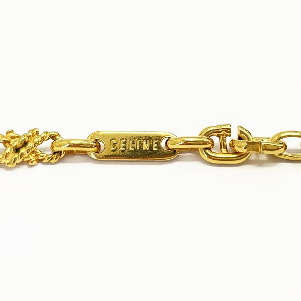 CELINE Ribbon Twist Vintage Necklace GP Women's 20230609