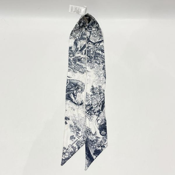 Christian Dior Mitza Toile de Jouy Sauvage Women's Scarf Navy x White [Used B/Standard] 20412804