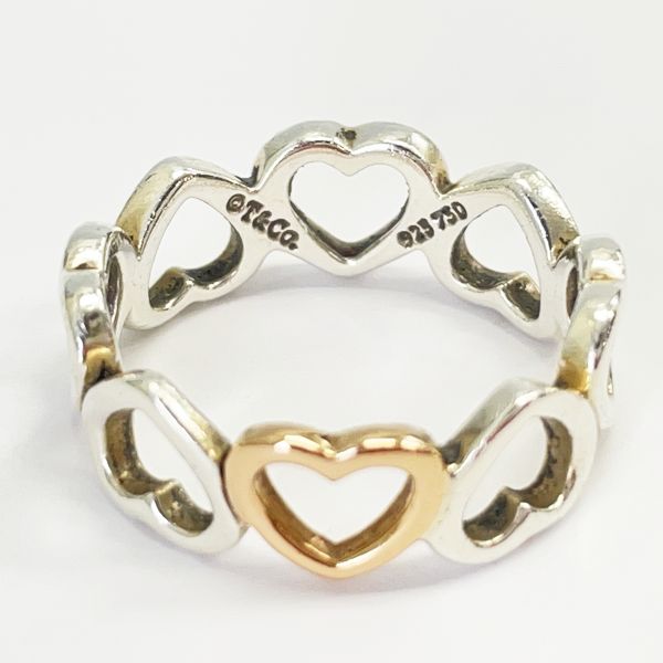 TIFFANY&amp;Co. Heart Band No. 10.5 Ring Silver 925/K18 Pink Gold Women's [Used B] 20231102