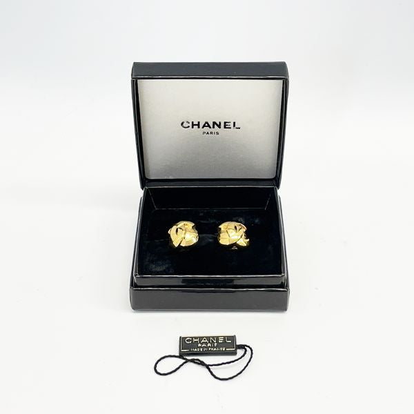 CHANEL Coco Mark Round Mini Clip Vintage Earrings GP Women's 20230623
