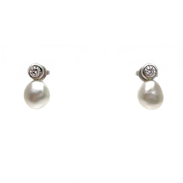 TIFFANY &amp; Co. Elsa Peretti Diamond Pearl Earrings Pt950 Platinum/K18 White Gold Women's 20230605