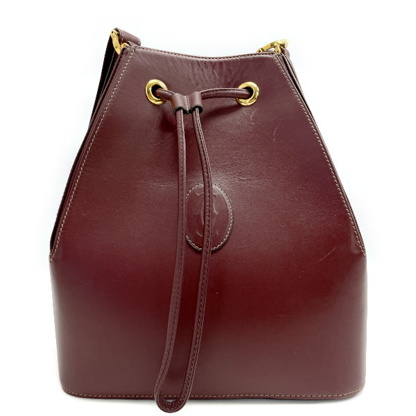 CARTIER Mastline Drawstring Vintage Shoulder Bag Leather Women's 20230606