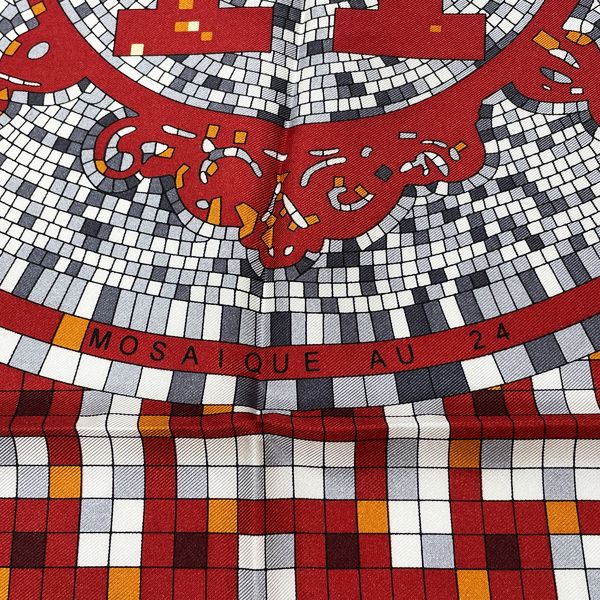 HERMES Carre 90 Mosaique Au 24 Mosaic 24 Tile Logo Women's Scarf Red [Used AB/Slightly used] 20413482