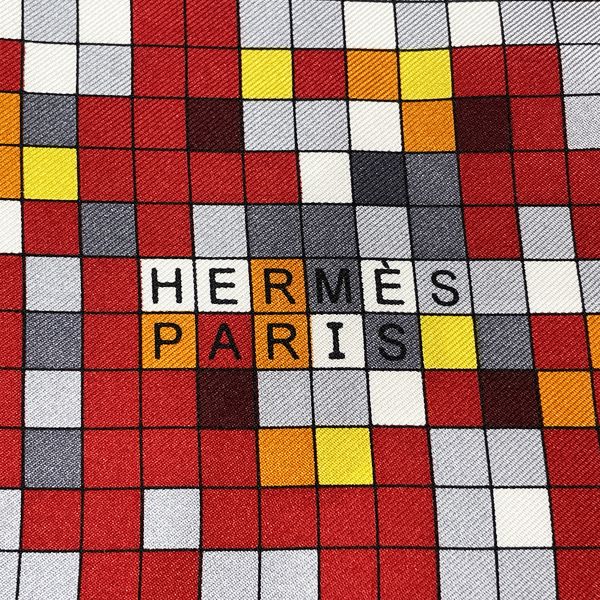 HERMES Carre 90 Mosaique Au 24 Mosaic 24 Tile Logo Women's Scarf Red [Used AB/Slightly used] 20413482