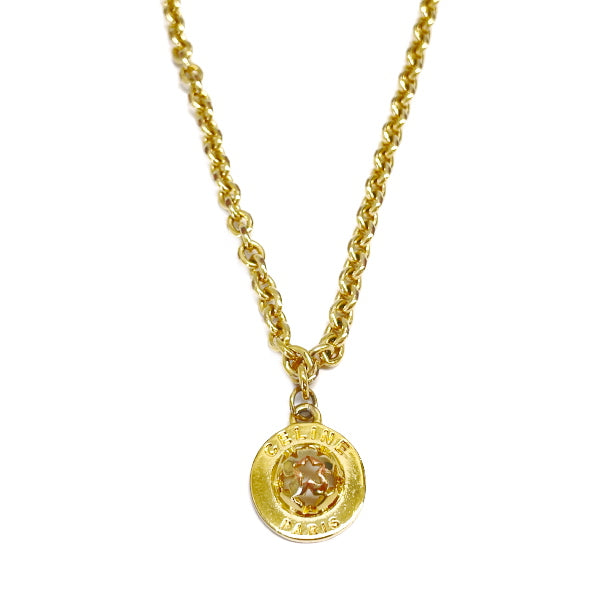 CELINE Circle Logo Cutout Star Chain Vintage Necklace GP Women's 20230609