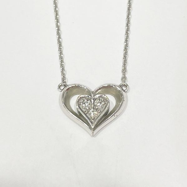 STAR JEWELRY Heart Motif Diamond 0.04ct Necklace K18 White Gold Women's [Used B] 20230825