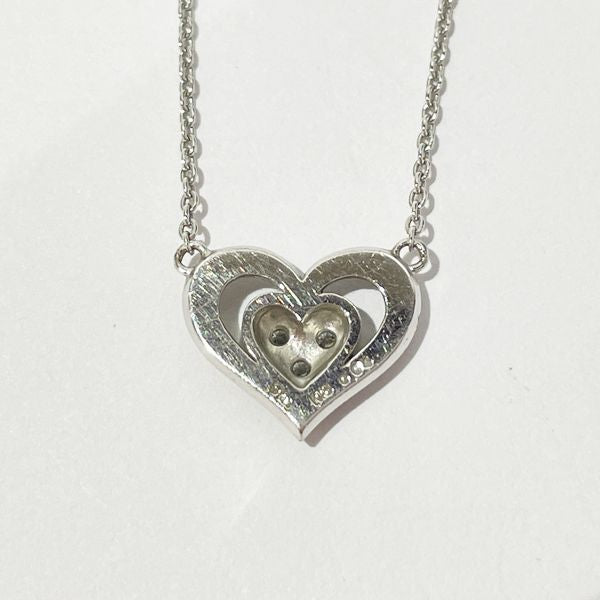 STAR JEWELRY Heart Motif Diamond 0.04ct Necklace K18 White Gold Women's [Used B] 20230825