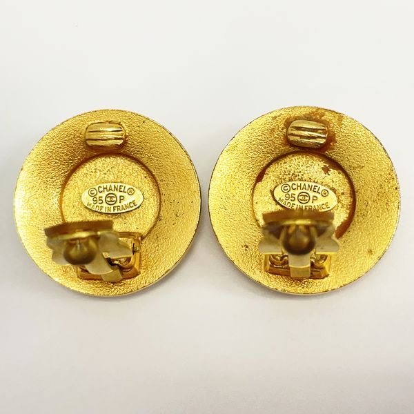 CHANEL Coco Mark Cloisonne Round 95P Vintage Earrings GP Women's [Used B] 20231102