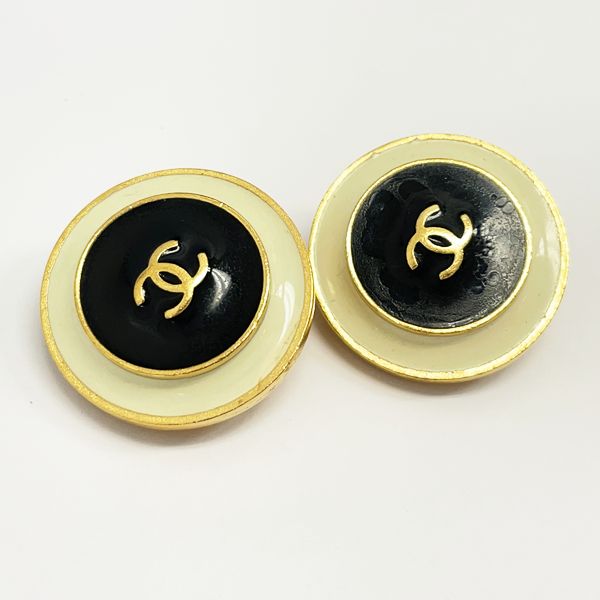CHANEL Coco Mark Cloisonne Round 95P Vintage Earrings GP Women's [Used B] 20231102