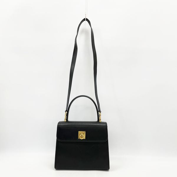 CELINE Logo Ring Hardware 2WAY Top Handle Vintage Handbag Leather Women's 20230608