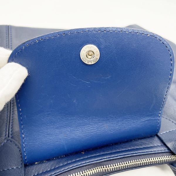 Longchamp Pliage Cuir 2WAY Folding Tote Bag Women's Handbag Navy [Used B/Standard] 20413540