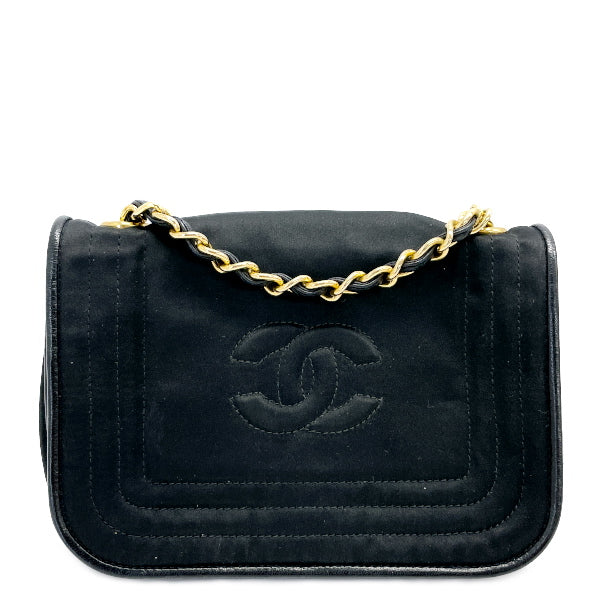 CHANEL Rare Coco Mark Mini Chain Vintage Shoulder Bag Satin/Lambskin Ladies  20230607