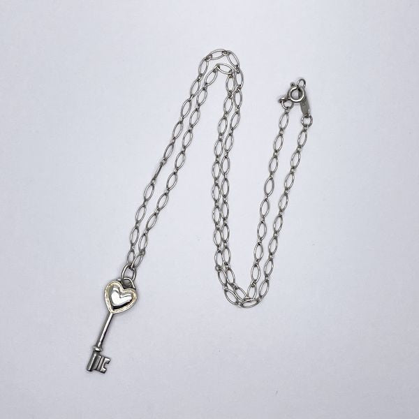 TIFFANY&amp;Co. Heart Key Necklace Silver 925 Women's [Used B] 20230817