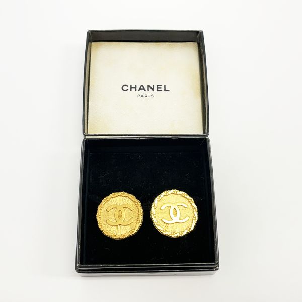 CHANEL Coco Mark Round 95A Vintage Earrings GP Women's [Used AB] 20231102