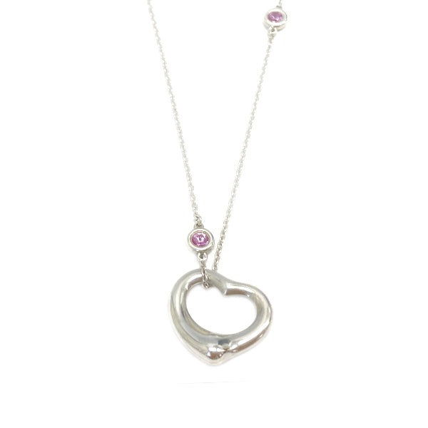 TIFFANY&amp;Co. Visthe Yard Pink Sapphire 3P Open Heart Top Set Necklace Silver 925 Women's [Used B] 20231102