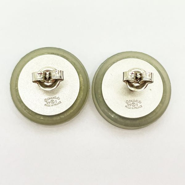 CHANEL Vintage Coco Mark Matelasse Round 99S Rubber Metal Women's Earrings Silver [Used AB/Slightly Used] 20413844