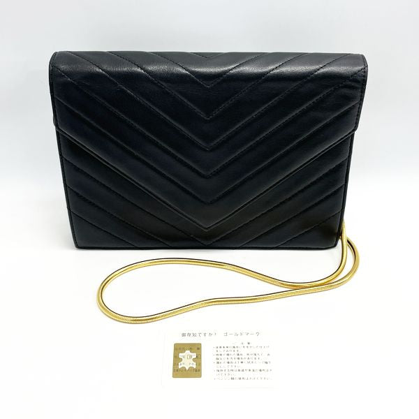 YVES SAINT LAURENT(イヴ・サンローラン) Vステッチ 2WAY チェーン ヴィンテージ ショルダーバッグ レザー レディース【中古AB】20231102