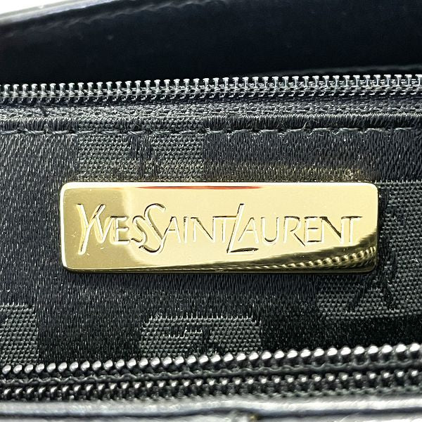 YVES SAINT LAURENT Braided Stitch Square Logo Plate Embossed Tote Bag Vintage Handbag Leather Women's 20230614