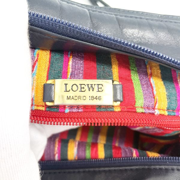 中古B/標準】LOEWE ロエベ ヴィンテージ ロゴ 金具 ストライプ 