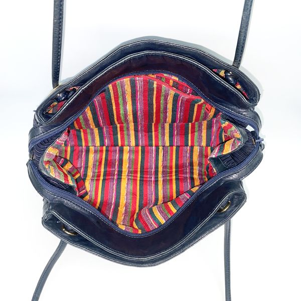 LOEWE Logo Hardware Stripe Vintage Shoulder Bag Nylon/Leather Women's [Used B] 20230807
