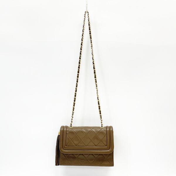 CHANEL Matelasse Tassel Fringe Square Vintage Shoulder Bag Lambskin Women's 20230616