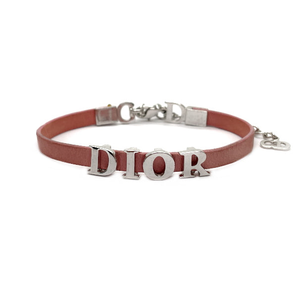 Christian Dior リボン ラインストーン  ブレスレット メタル レディース  シルバー×ピンク ディオール