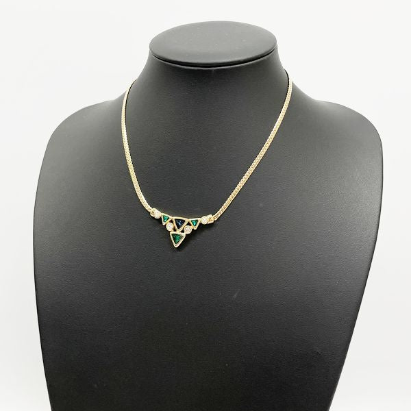 Christian Dior Vintage Multicolor Stone Triangle GP Rhinestone Women's Necklace Gold [Used AB/Slightly Used] 20414305