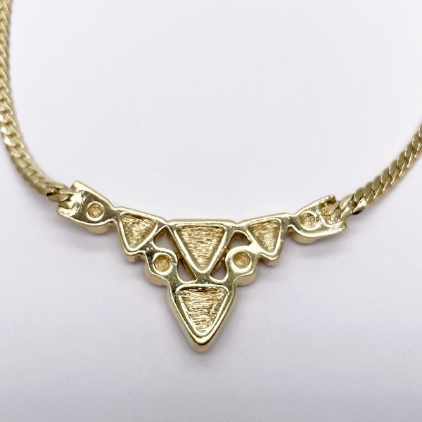 Christian Dior Vintage Multicolor Stone Triangle GP Rhinestone Women's Necklace Gold [Used AB/Slightly Used] 20414305