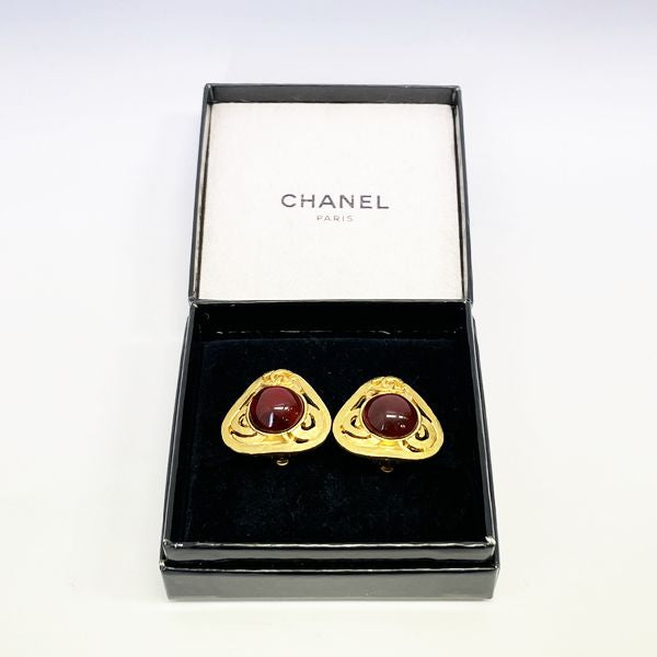 CHANEL Coco Mark Triangle Colored Stone 95P Vintage Earrings GP Women's [Used AB] 20230718