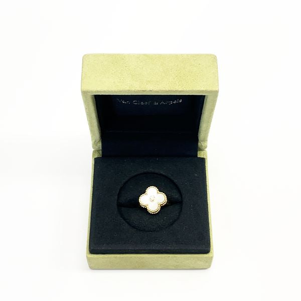 Van Cleef &amp; Arpels Vintage Alhambra 1PD Mother of Pearl No. 8 Ring K18 Yellow Gold Women's [Used B] 20230606