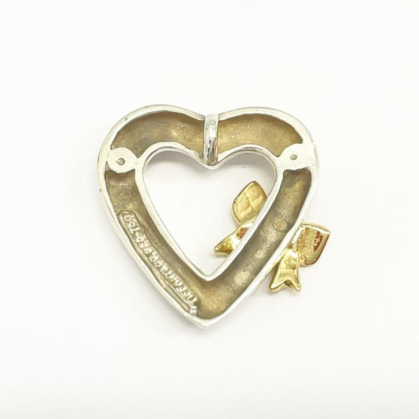 TIFFANY&amp;Co. Heart Ribbon Combination Pendant Top Silver 925/K18 Yellow Gold Women's 20230607