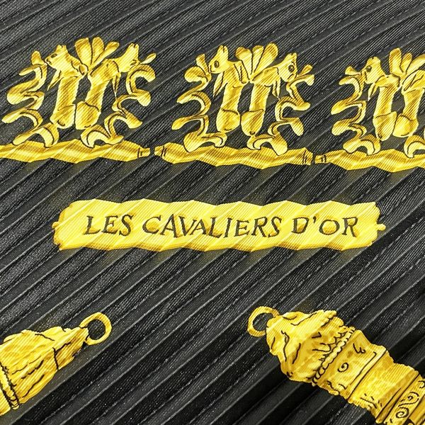 HERMES CARRE LES CAVALIERS D'OR Golden Knight Women's Scarf Black [Used AB/Slightly Used] 20414452