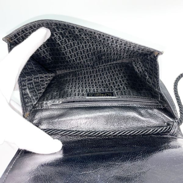 FENDI FF Logo Braided 2WAY String Pochette Vintage Shoulder Bag Leather Women's [Used B] 20231102
