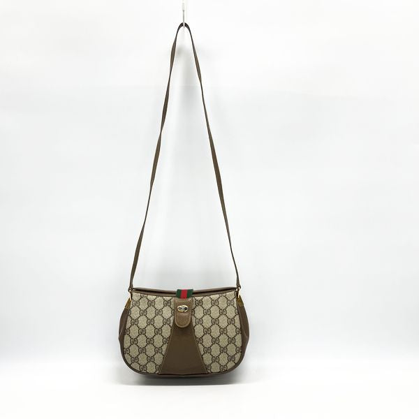 GUCCI Old Gucci Sherry Line GG Plus 66.02.024 Vintage Shoulder Bag PVC/Leather Women's 20230614