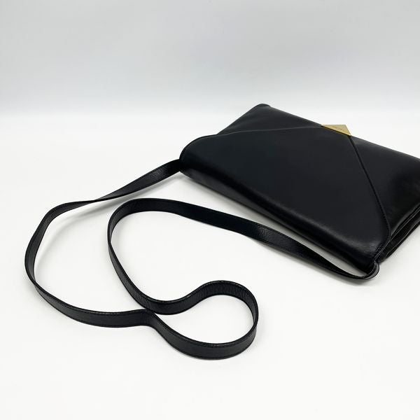 CELINE Triangle Logo Plate 2WAY Clutch Vintage Shoulder Bag Leather Women's 20230627