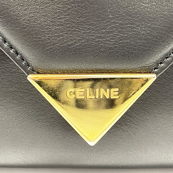 Used AB Slightly used CELINE Vintage Triangle Logo Plate 2WAY Clutch Women s Shoulder Bag Black 20414503