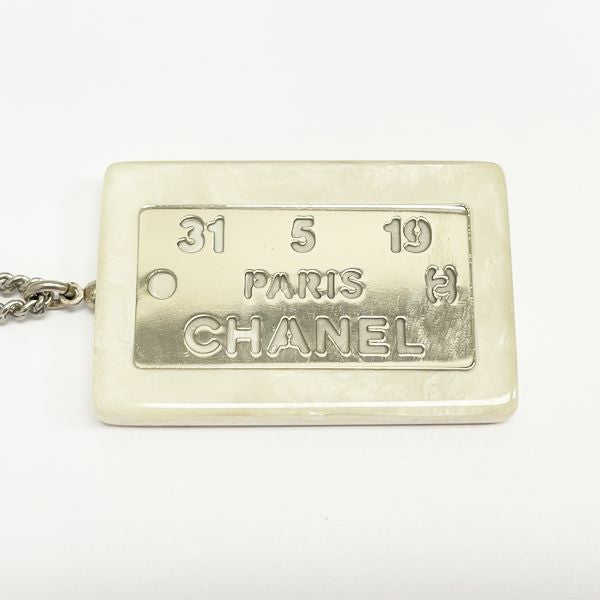 CHANEL Logo Plate Square Chain 99A Vintage Necklace Plastic/Metal Women's [Used AB] 20230719
