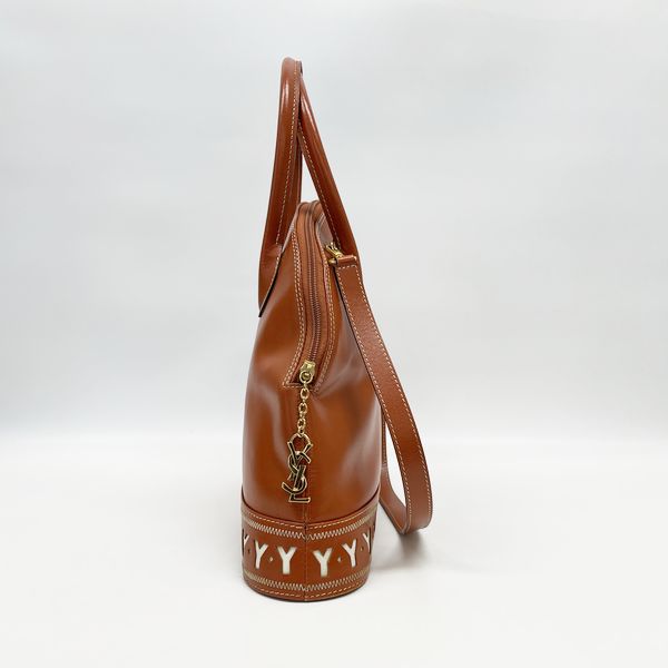 YVES SAINT LAURENT Y cutout with logo charm 2WAY vintage handbag leather ladies [Used B] 20230726
