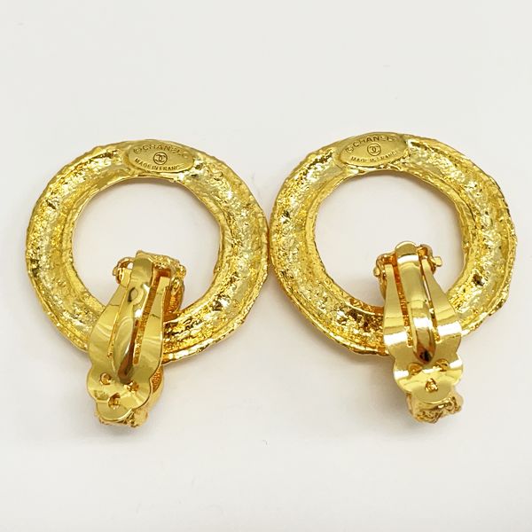 CHANEL Twist Round Circle Hoop Swing Vintage Earrings GP Women's [Used A] 20230719
