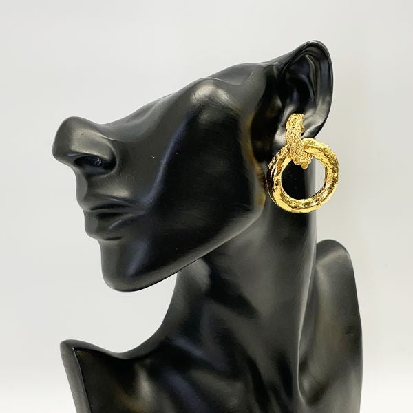 CHANEL Twist Round Circle Hoop Swing Vintage Earrings GP Women's [Used A] 20230719