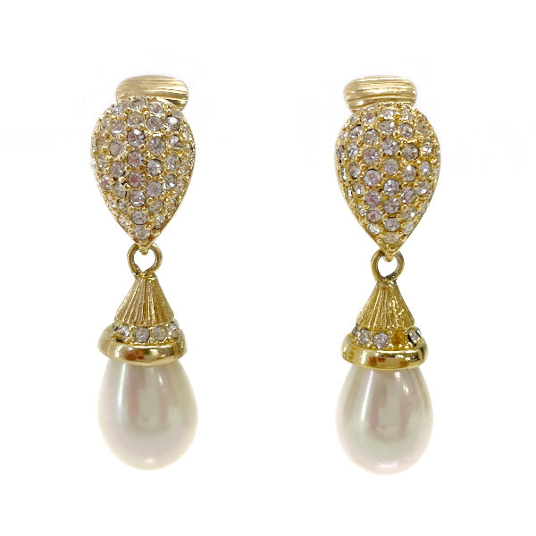 Christian Dior Vintage Fake Pearl Swing GP Rhinestone Women's Earrings Gold [Used AB/Slightly Used] 20414794
