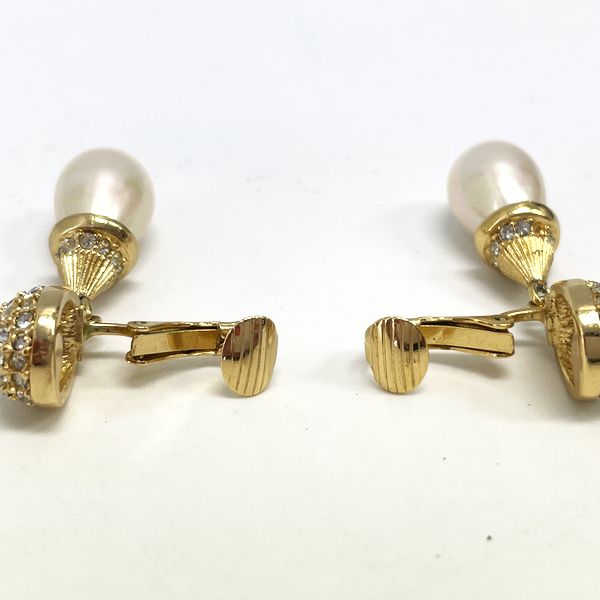 Christian Dior Vintage Fake Pearl Swing GP Rhinestone Women's Earrings Gold [Used AB/Slightly Used] 20414794