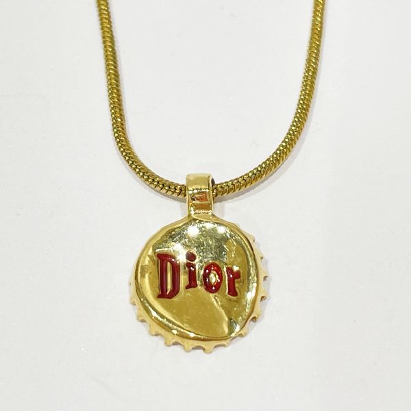 Christian Dior Vintage Logo Bottle Lid Pull Tab Snake Chain GP Women's Necklace Gold [Used B/Standard] 20414803